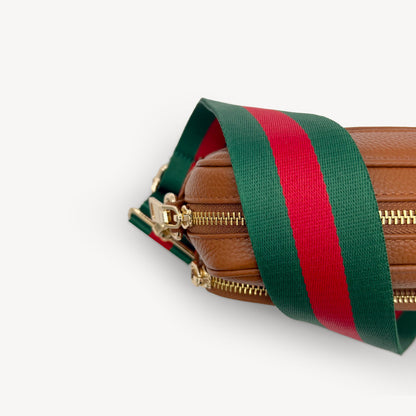 Correa de rayas verdes y rojas vibrante - Accesorio audaz y llamativo