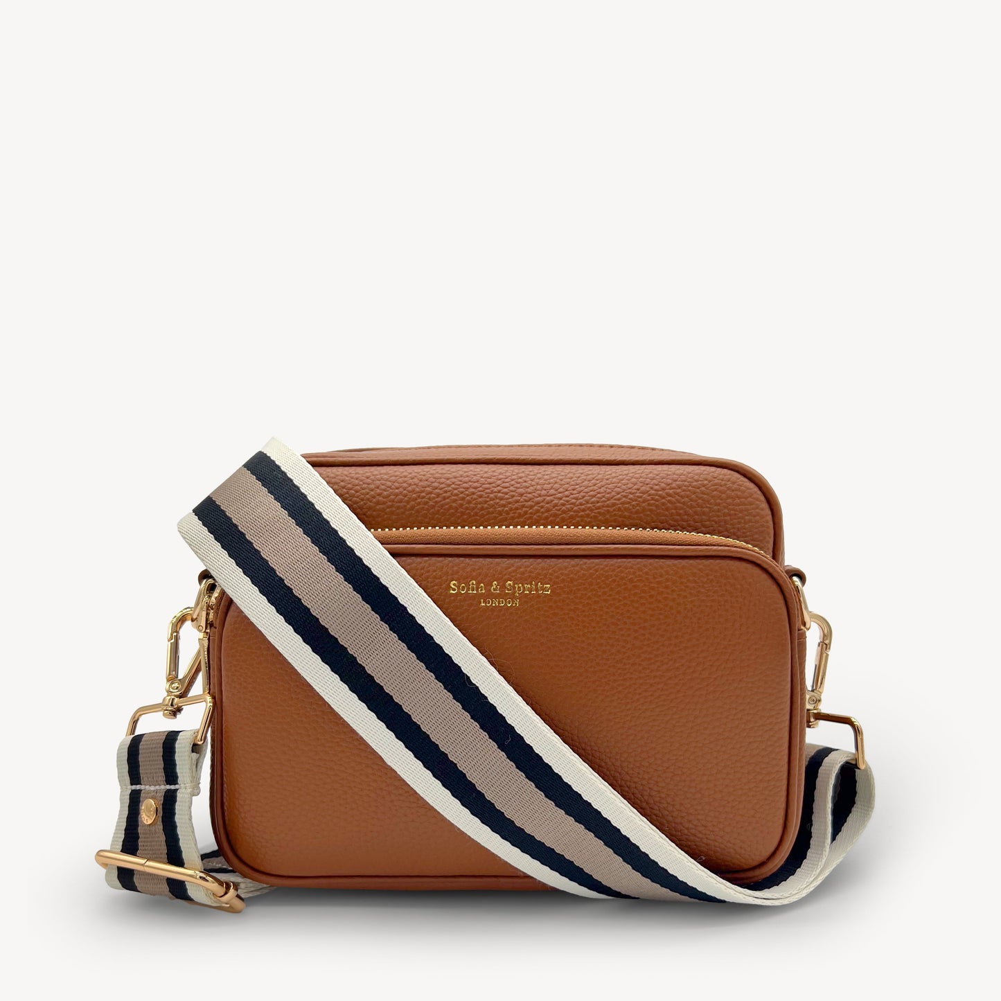 Correa a rayas en negro, piedra y beige - Elegante, versátil y duradera