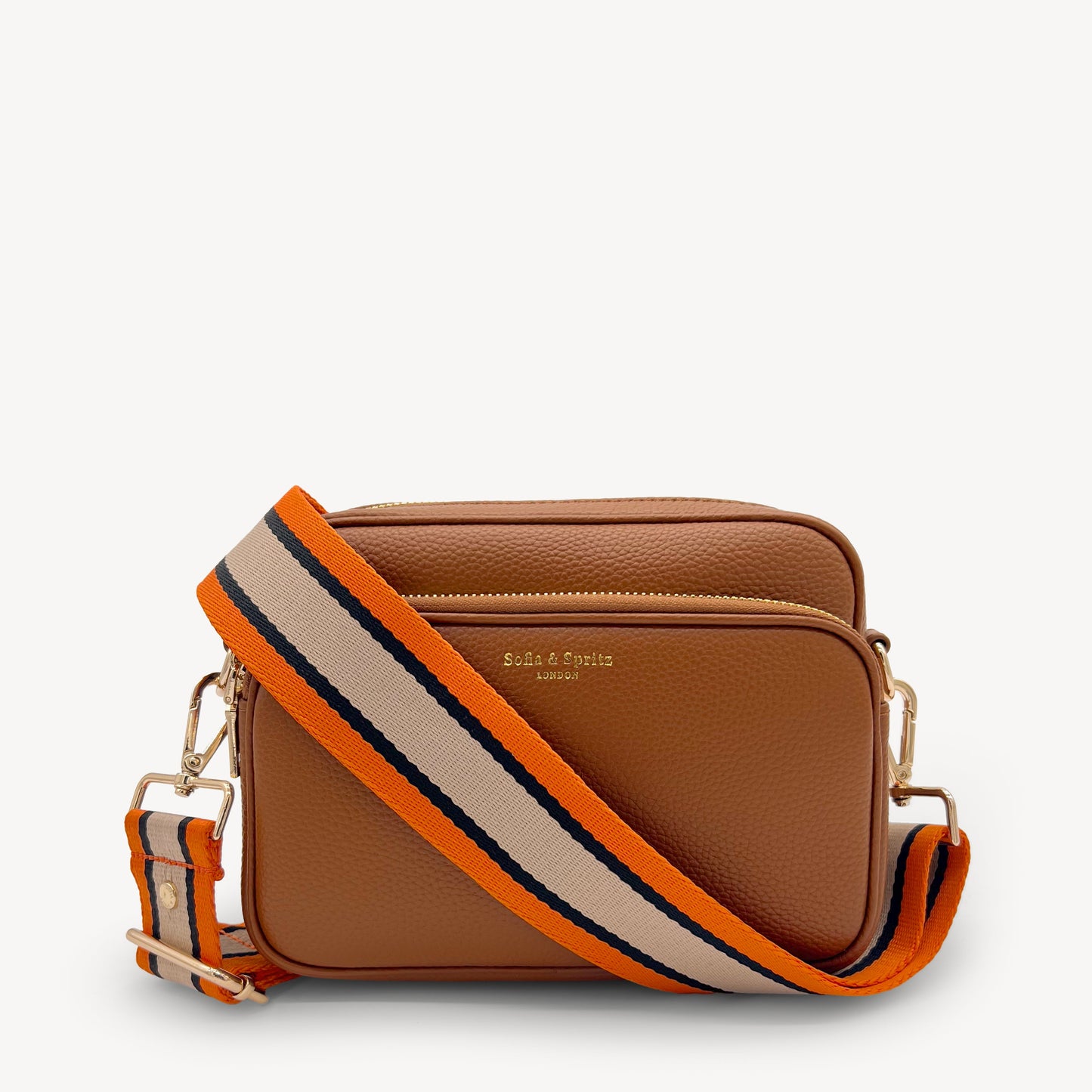 Correa a rayas naranja, beige y negro
