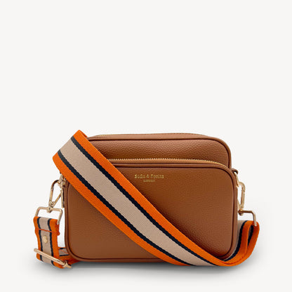 Correa a rayas naranja, beige y negro