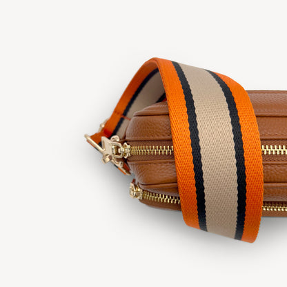 Correa a rayas naranja, beige y negro