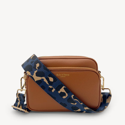 Correa de leopardo azul marino y dorado - Banda elegante con estampado de leopardo