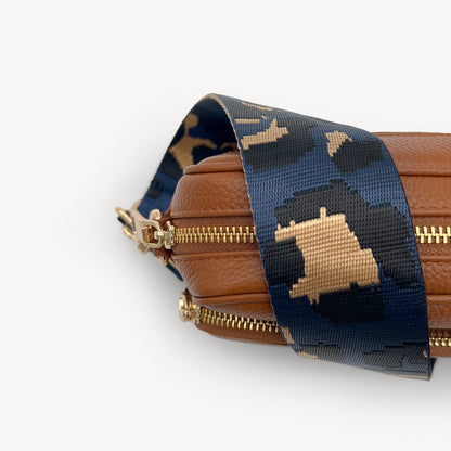 Correa de leopardo azul marino y dorado - Banda elegante con estampado de leopardo