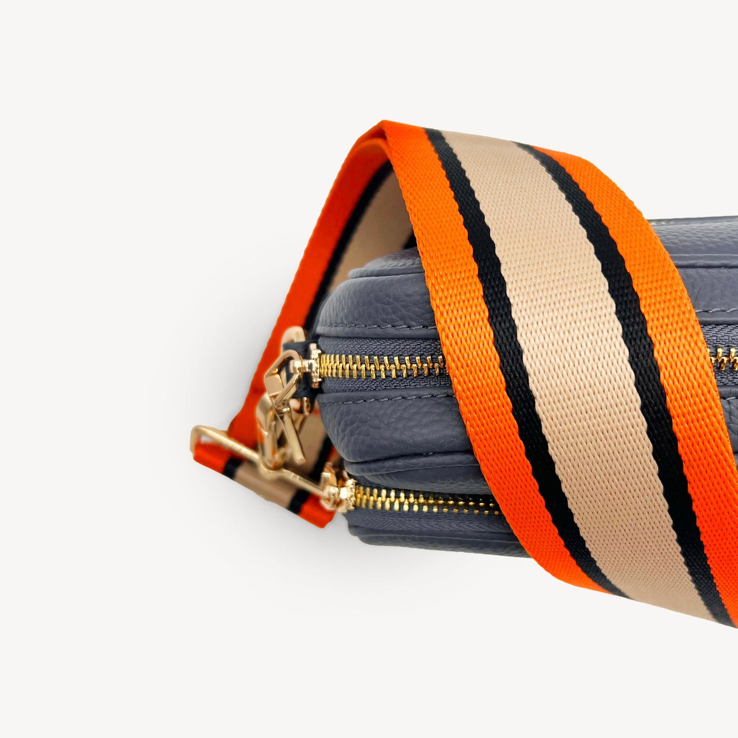 Correa a rayas naranja, beige y negro