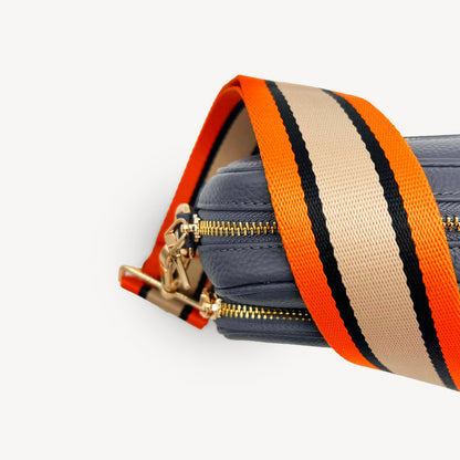 Correa a rayas naranja, beige y negro