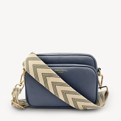 Correa de flecha en verde oliva y piedra — Boho-Chic, accesorio llamativo