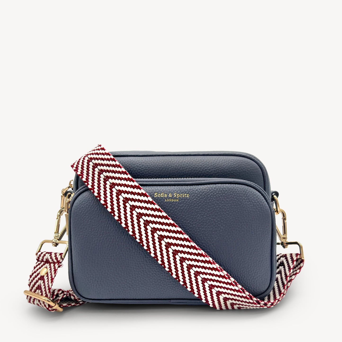 Correa de color burdeos y blanco con patrón en zigzag - Accesorio chic y moderno