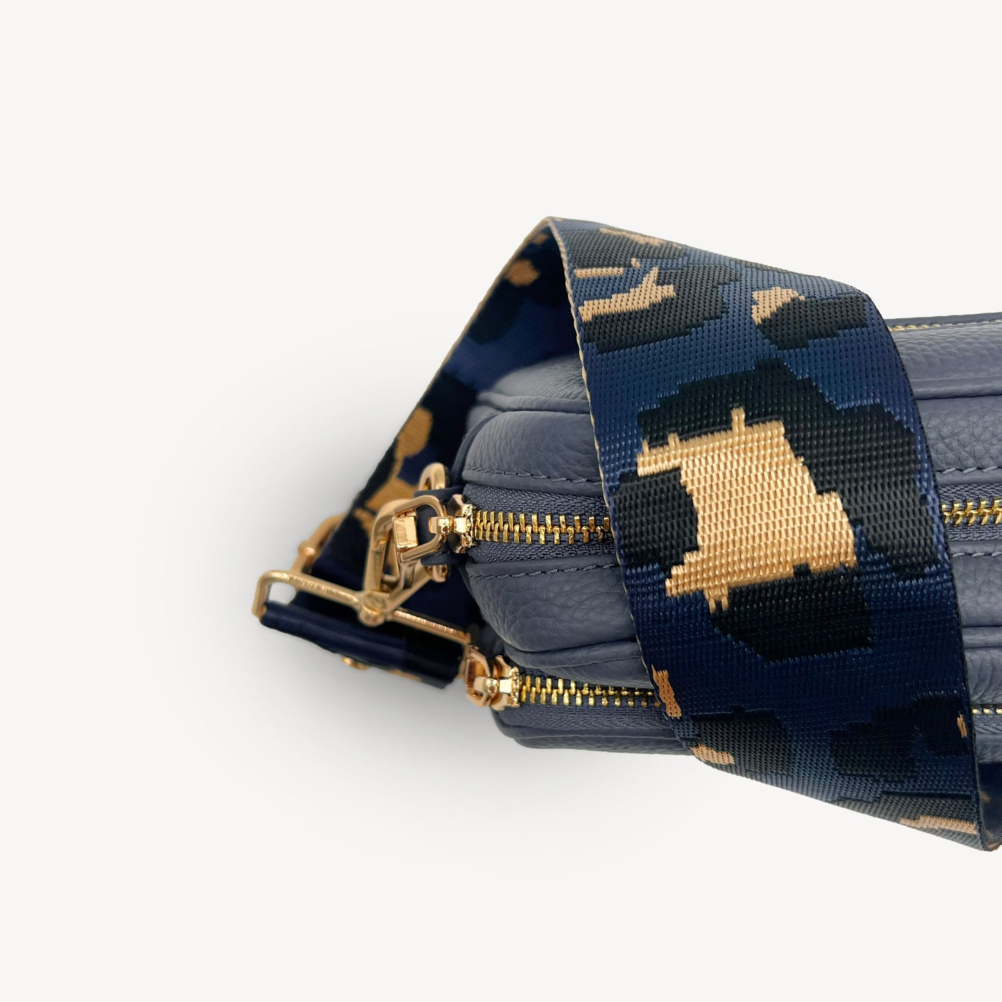 Correa de leopardo azul marino y dorado - Banda elegante con estampado de leopardo