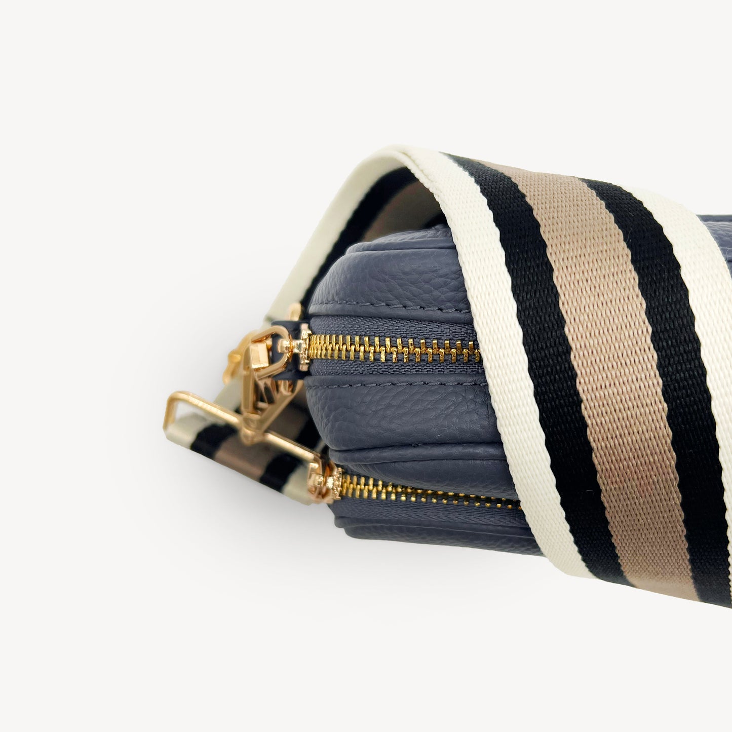 Correa a rayas en negro, piedra y beige - Elegante, versátil y duradera