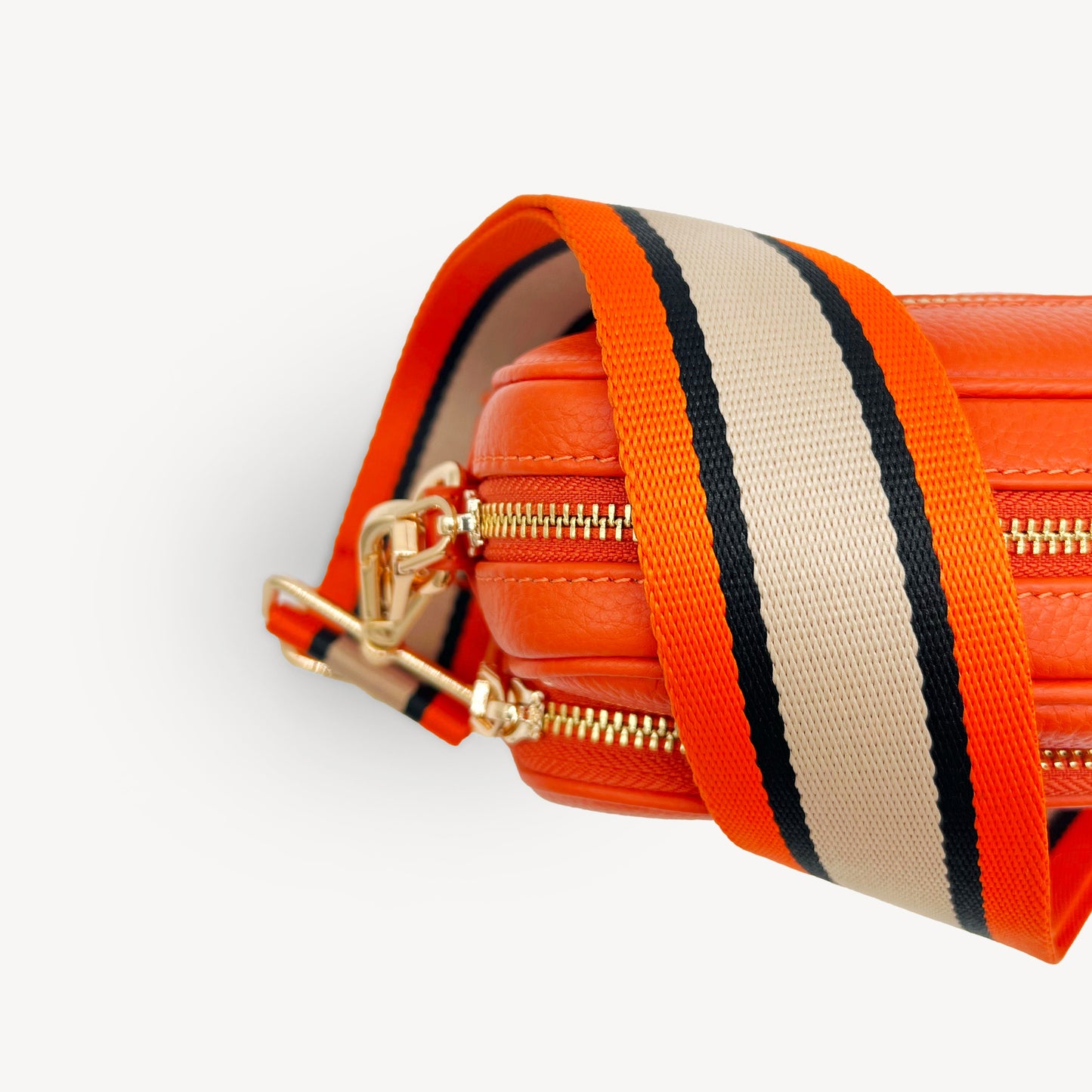 Correa a rayas naranja, beige y negro
