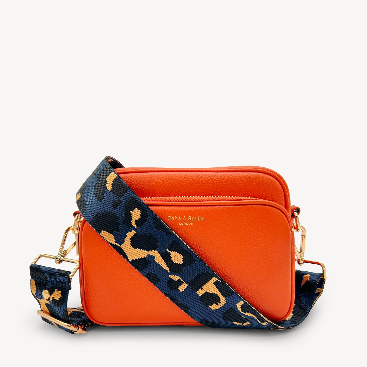Correa de leopardo azul marino y dorado - Banda elegante con estampado de leopardo