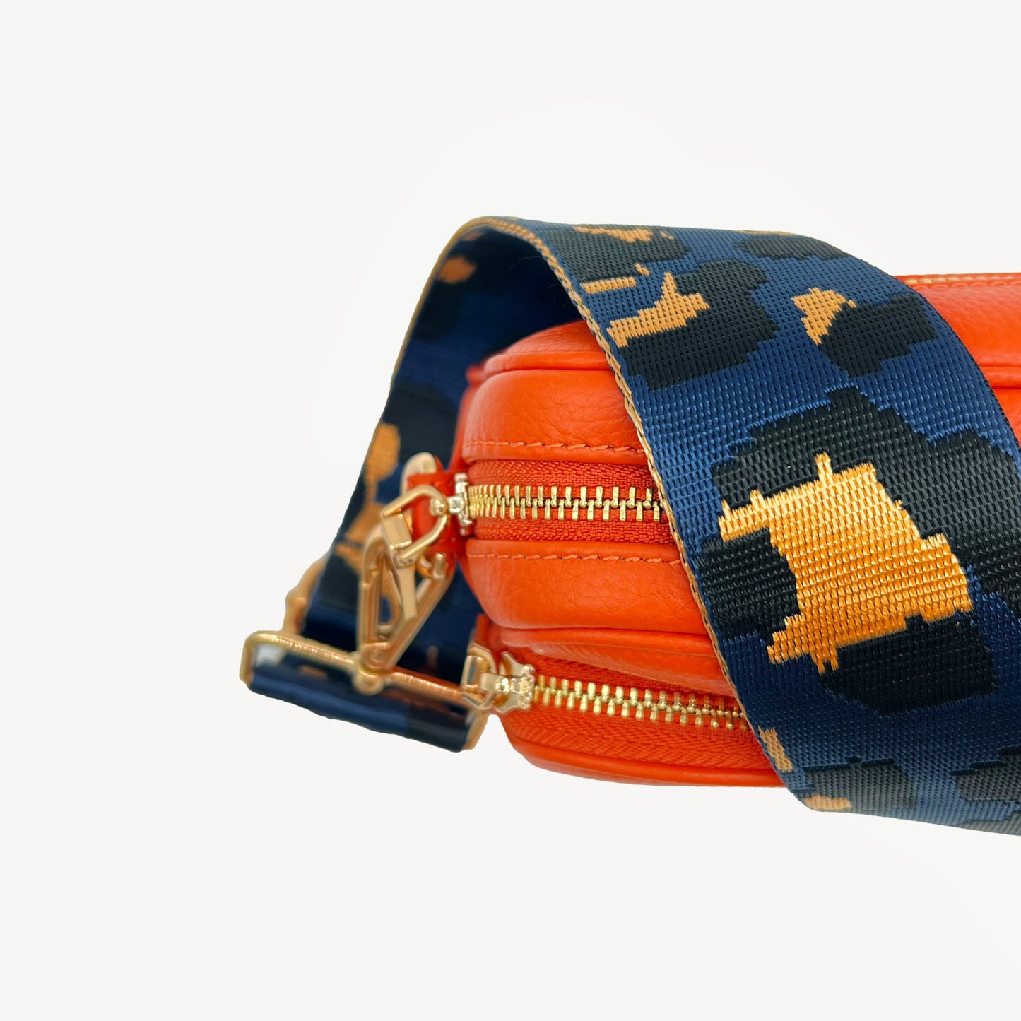 Correa de leopardo azul marino y dorado - Banda elegante con estampado de leopardo