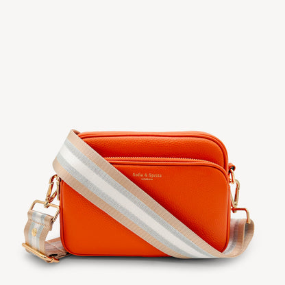 Correa a rayas champán y plata — accesorio lujoso y elegante