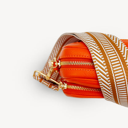 Correa azteca de rayas beige y blanco - accesorio boho chic