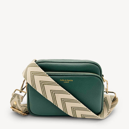 Correa de flecha en verde oliva y piedra — Boho-Chic, accesorio llamativo