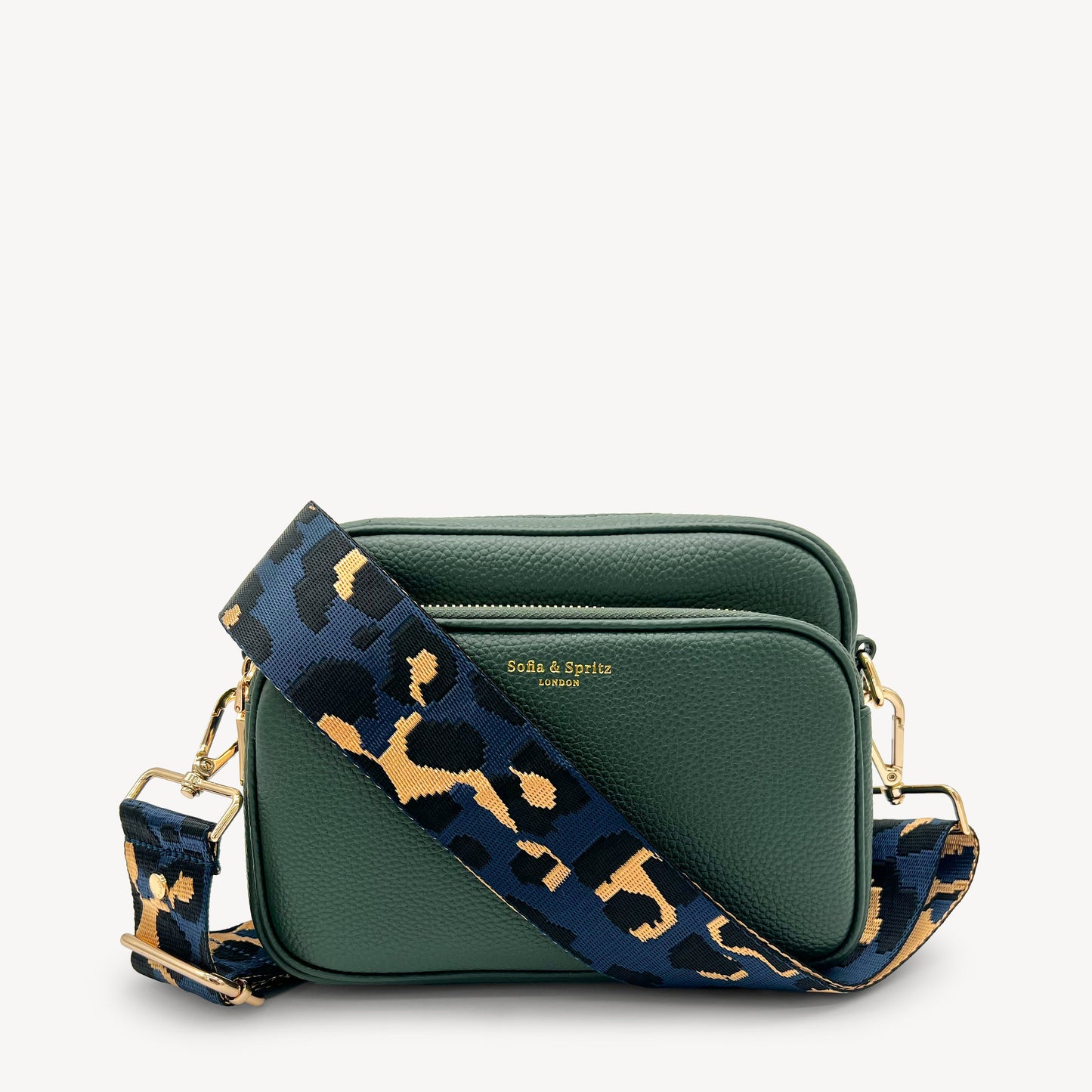 Correa de leopardo azul marino y dorado - Banda elegante con estampado de leopardo