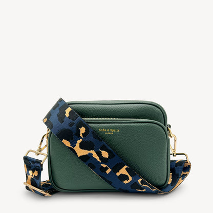 Correa de leopardo azul marino y dorado - Banda elegante con estampado de leopardo