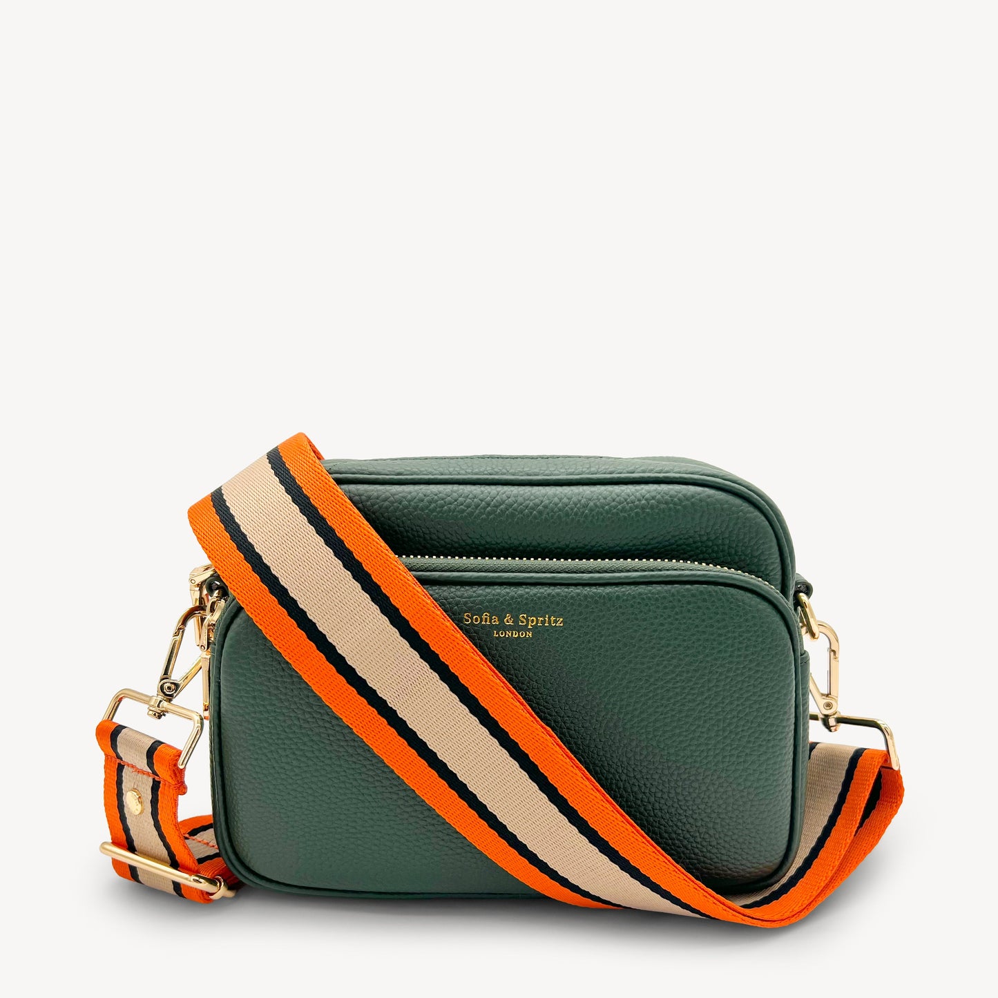 Correa a rayas naranja, beige y negro