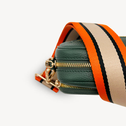 Correa a rayas naranja, beige y negro