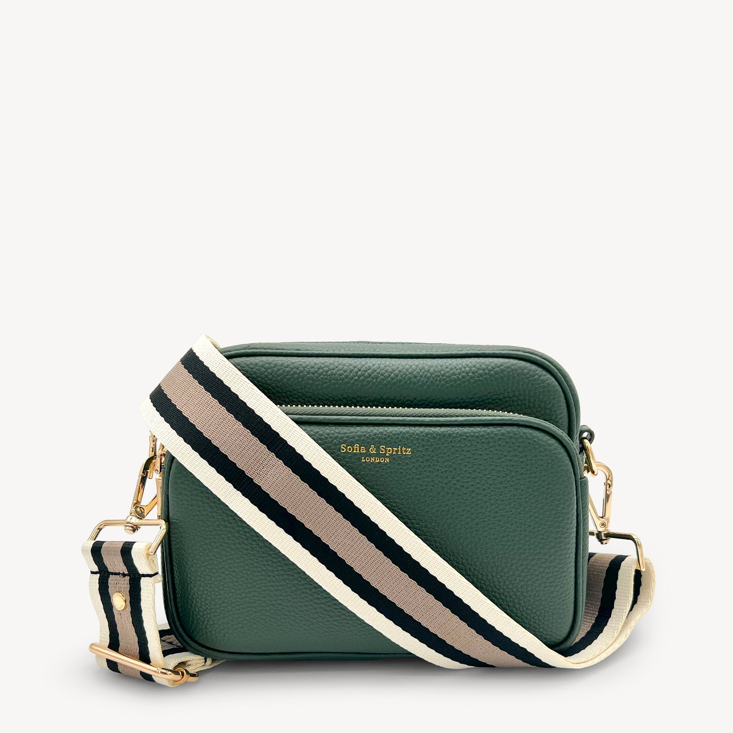 Correa a rayas en negro, piedra y beige - Elegante, versátil y duradera