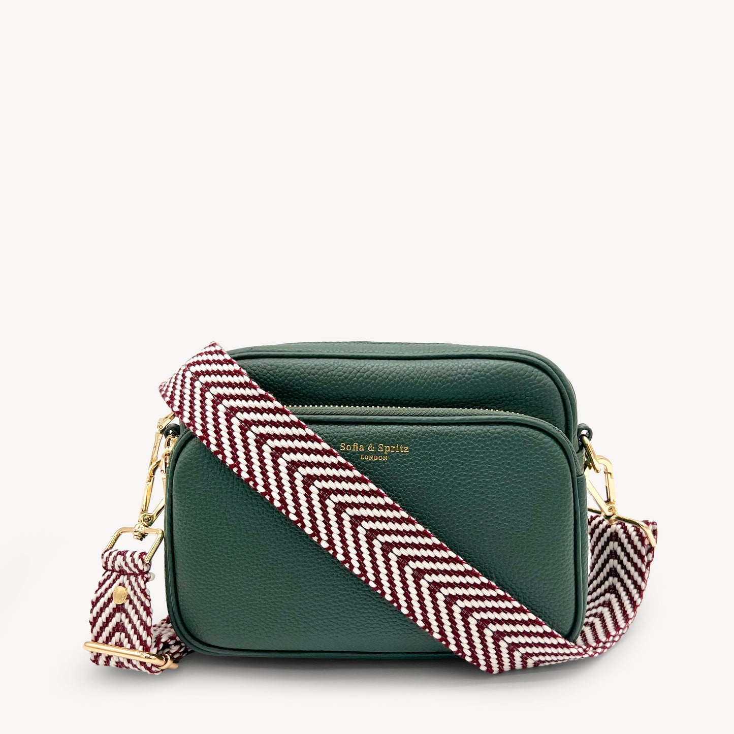 Correa de color burdeos y blanco con patrón en zigzag - Accesorio chic y moderno