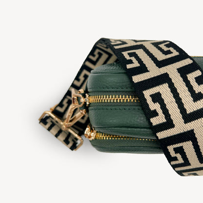 Correa griega en negro y piedra - Estilo elegante y audaz