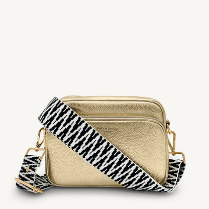 Correa en zigzag negro y blanco, audaz