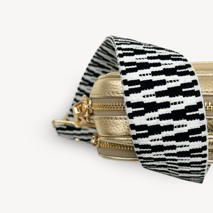 Correa en zigzag negro y blanco, audaz