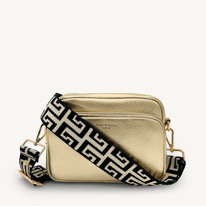 Correa griega en negro y piedra - Estilo elegante y audaz