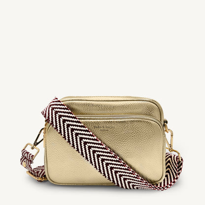 Correa de color burdeos y blanco con patrón en zigzag - Accesorio chic y moderno