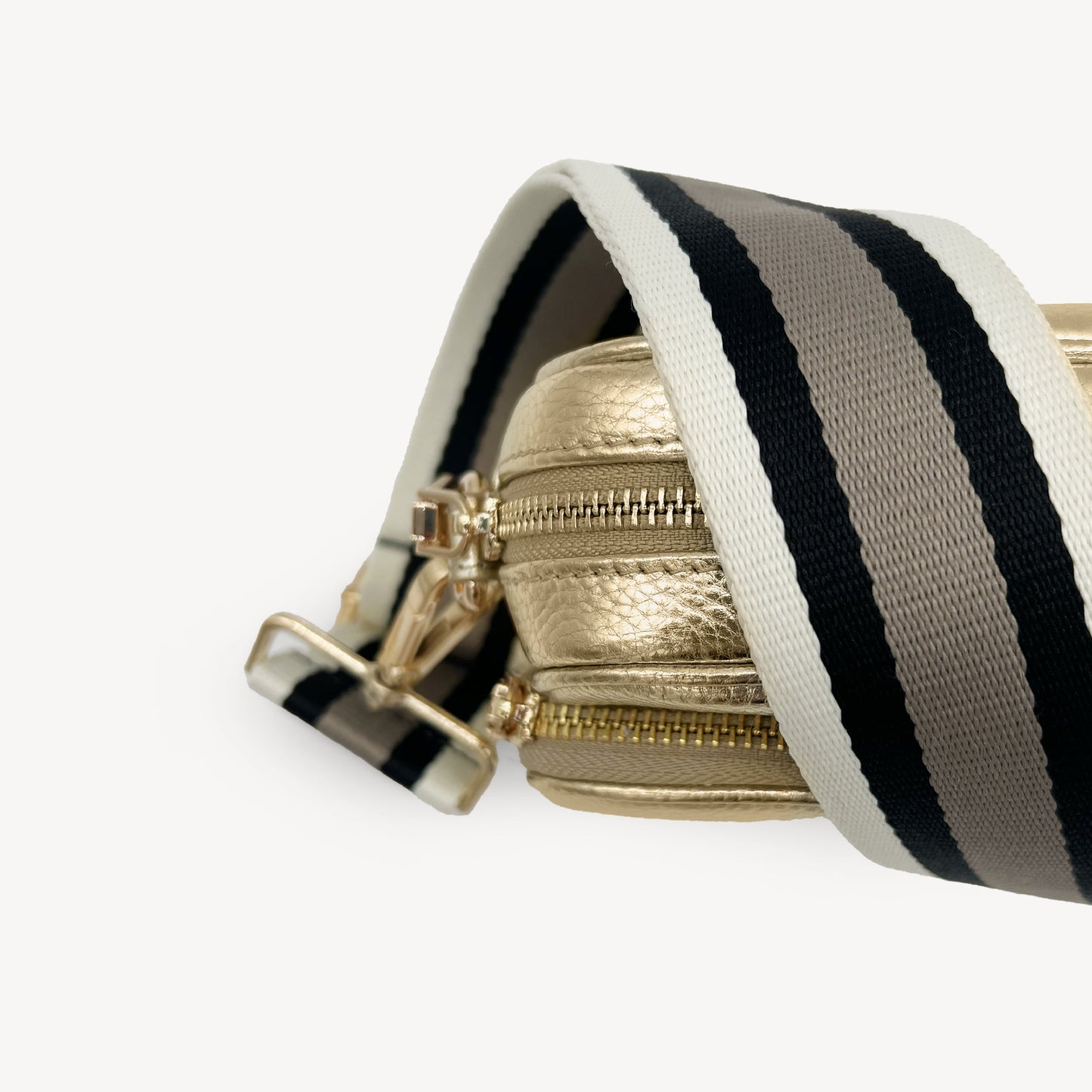 Correa a rayas en negro, piedra y beige - Elegante, versátil y duradera