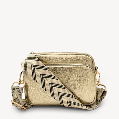 Correa de flecha en verde oliva y piedra — Boho-Chic, accesorio llamativo