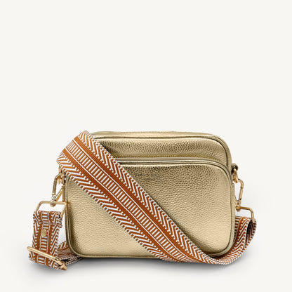 Correa azteca de rayas beige y blanco - accesorio boho chic