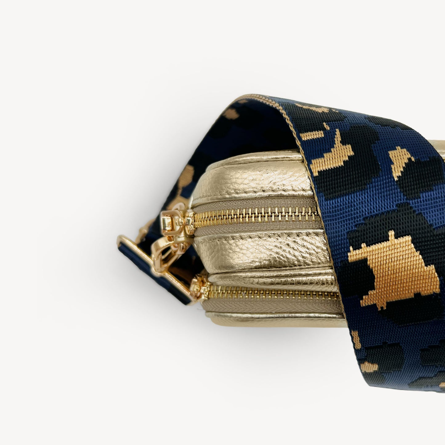 Correa de leopardo azul marino y dorado - Banda elegante con estampado de leopardo