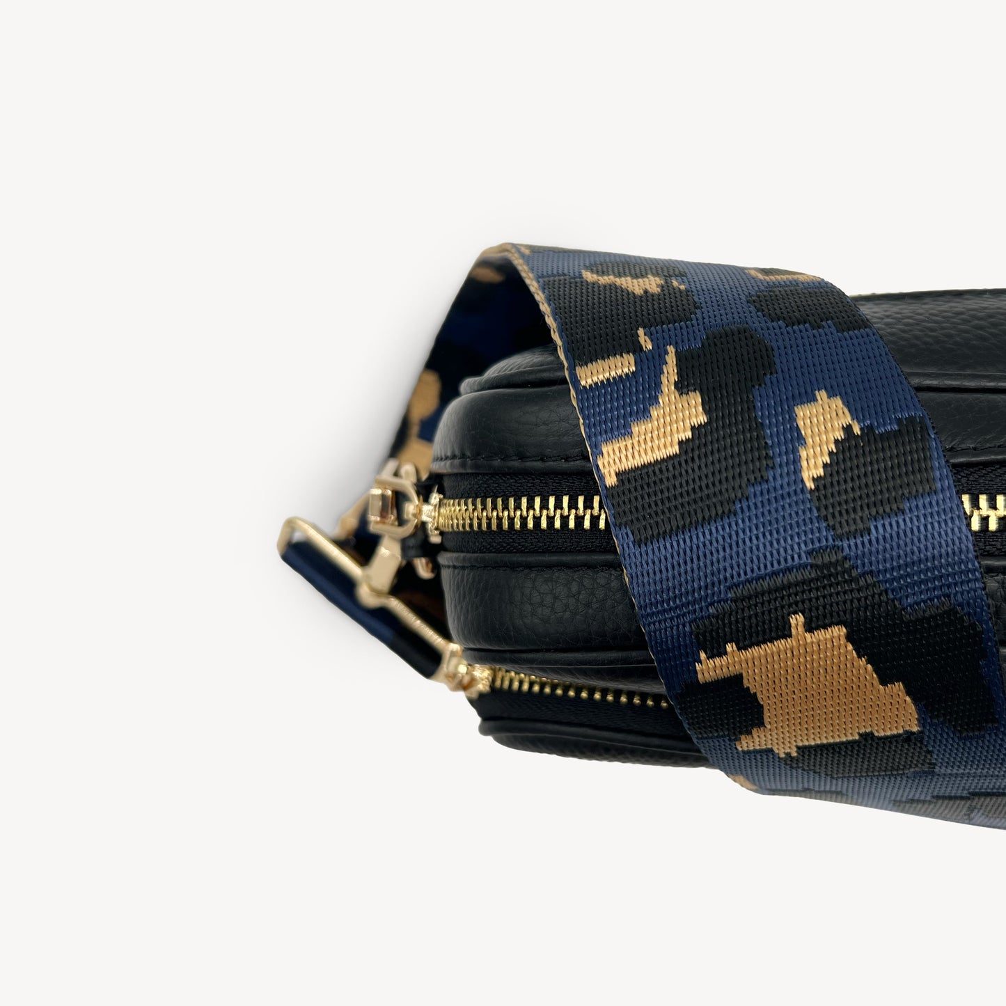Correa de leopardo azul marino y dorado - Banda elegante con estampado de leopardo