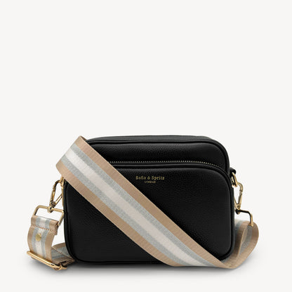 Correa a rayas champán y plata — accesorio lujoso y elegante