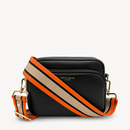 Correa a rayas naranja, beige y negro