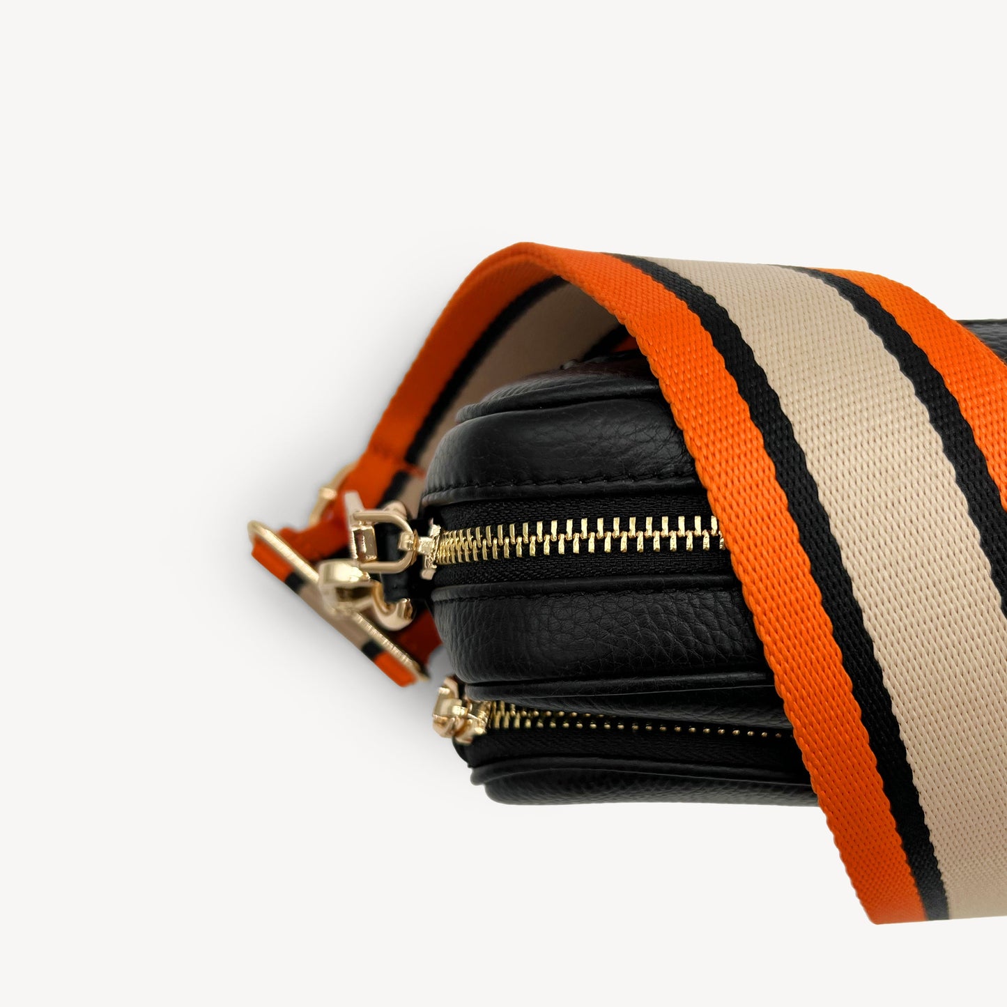 Correa a rayas naranja, beige y negro