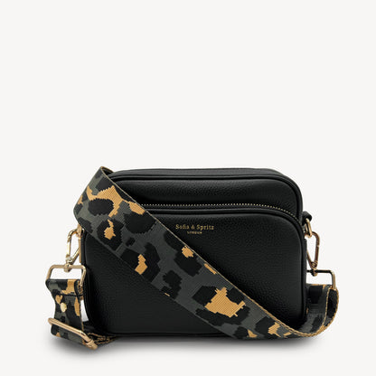 Correa con estampado de leopardo gris y dorado