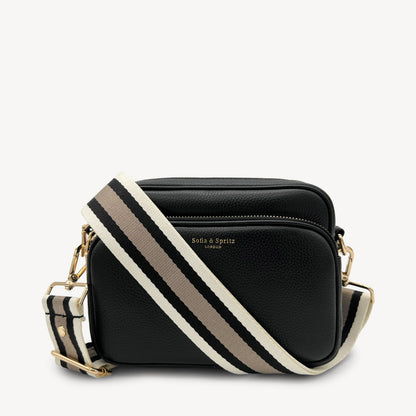 Correa a rayas en negro, piedra y beige - Elegante, versátil y duradera