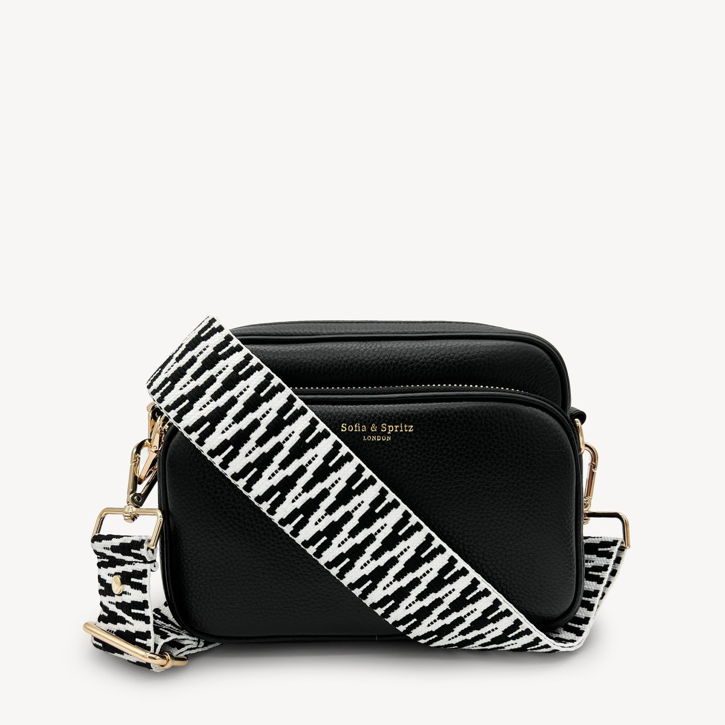 Correa en zigzag negro y blanco, audaz
