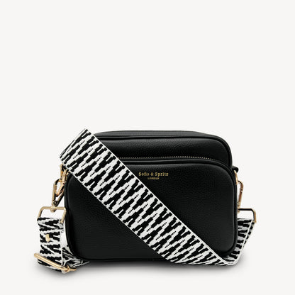 Correa en zigzag negro y blanco, audaz