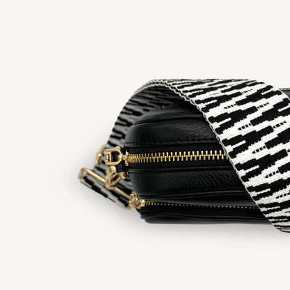 Correa en zigzag negro y blanco, audaz