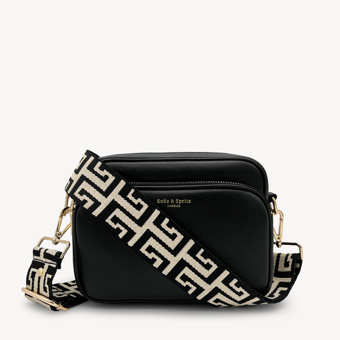 Correa griega en negro y piedra - Estilo elegante y audaz