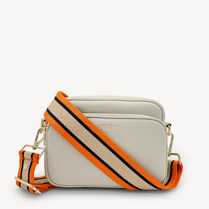 Correa a rayas naranja, beige y negro
