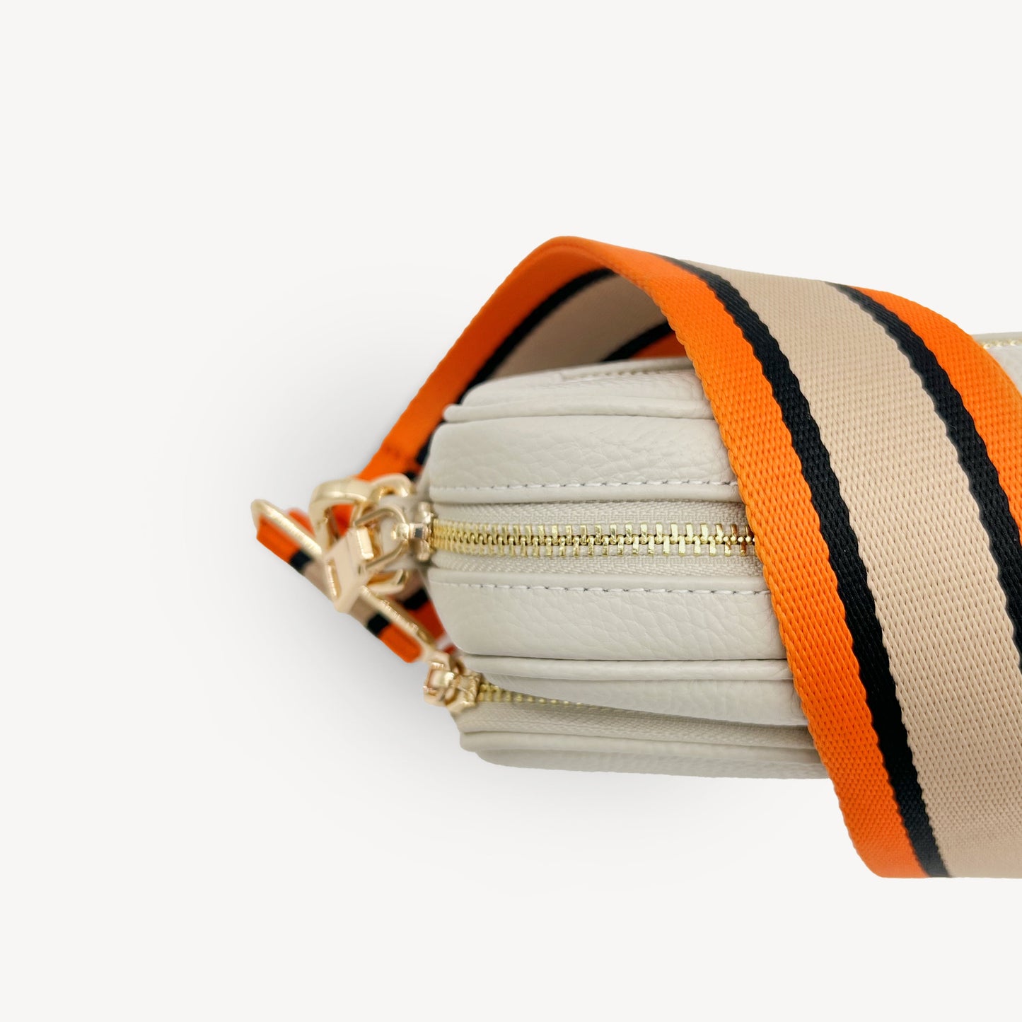 Correa a rayas naranja, beige y negro