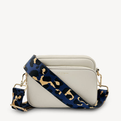 Correa de leopardo azul marino y dorado - Banda elegante con estampado de leopardo