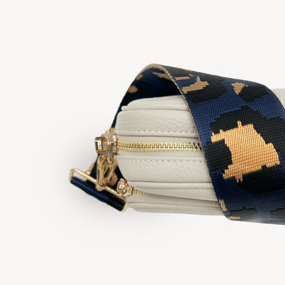 Correa de leopardo azul marino y dorado - Banda elegante con estampado de leopardo