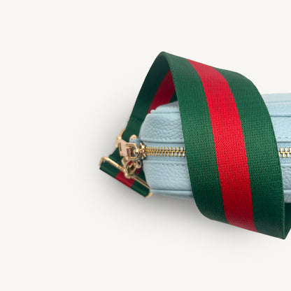 Correa de rayas verdes y rojas vibrante - Accesorio audaz y llamativo