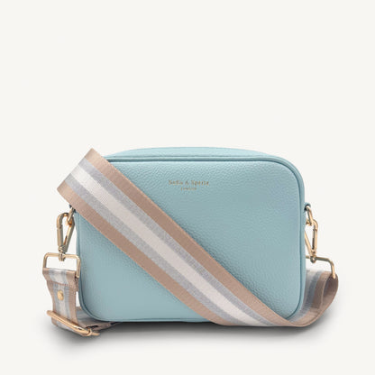 Correa a rayas champán y plata — accesorio lujoso y elegante